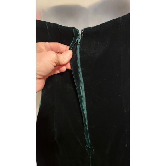 Nwt VINTAGE Victor Coasta Strapless Green Velvet Dress Size 6 Corset & Zip Close - Picture 8 of 16